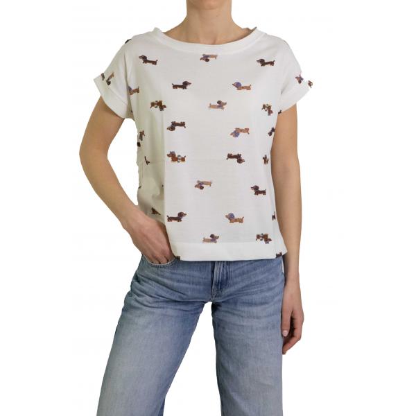 t shirt scollo a barca con bassotti 